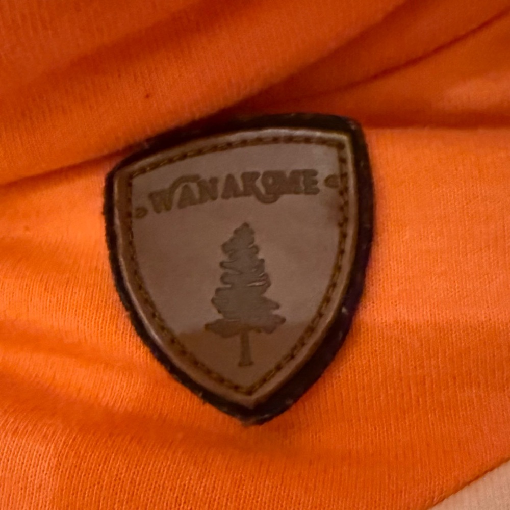 Wanakome Orange and White Funnel Neck Pullover Sweater - Picture 4 of 16